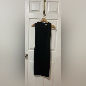 H&M TREND Archival Minimalist Sheath Dress Black US 2 Raw Hem EUC